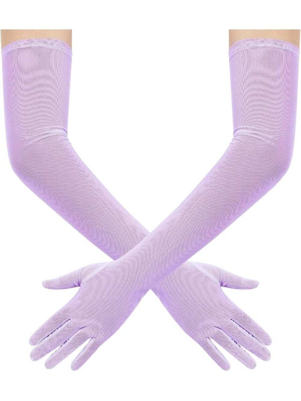 Women Lavender Long Mesh Tulle Sheer 1920's Halloween Costume Opera Party Glove